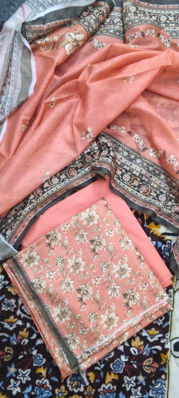 BIN SAEED 3 Piece Printed Lawn Peach Pink