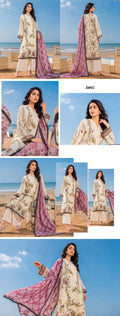 3pc orang unstitiched printed lawn