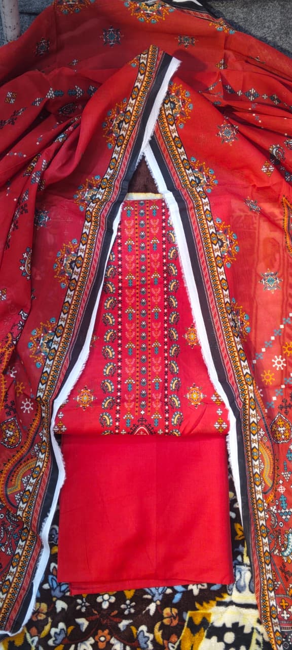 03 pc moco print unstitched printed lawn