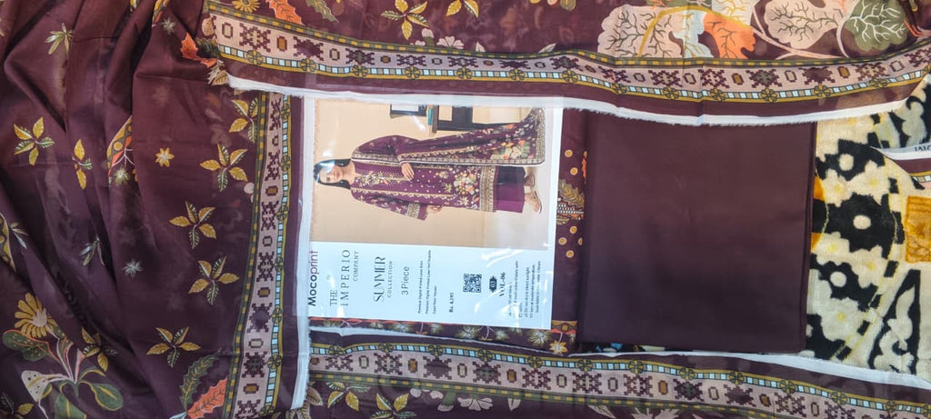 03 pc moco print unstitched printed lawn