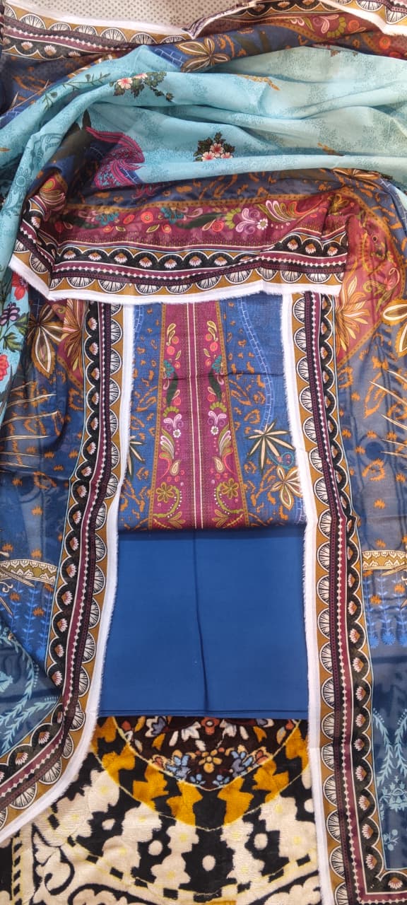 3 pc moco print undtitfiched printed lawn