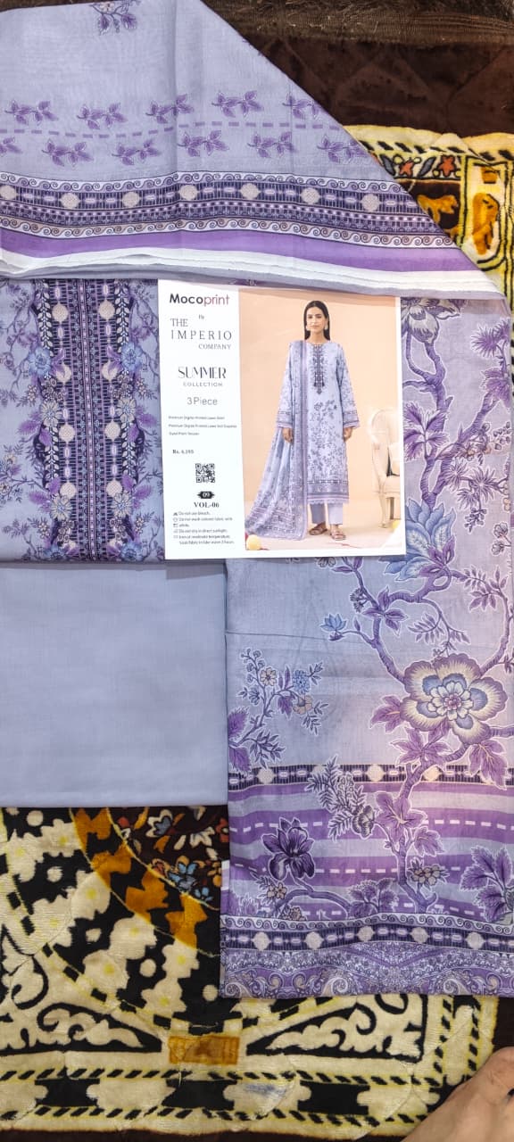 3 pc moco print undtitiched printed lawn