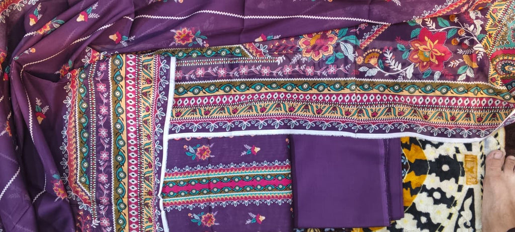 3 pc moco print undtitfiched printed lawn