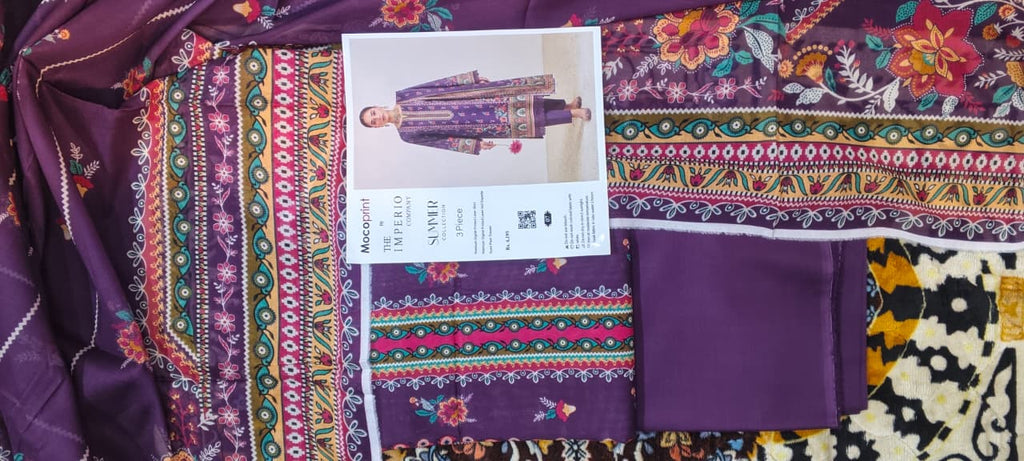 3 pc moco print undtitfiched printed lawn