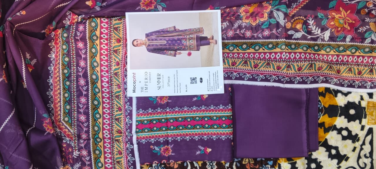3 pc moco print undtitfiched printed lawn