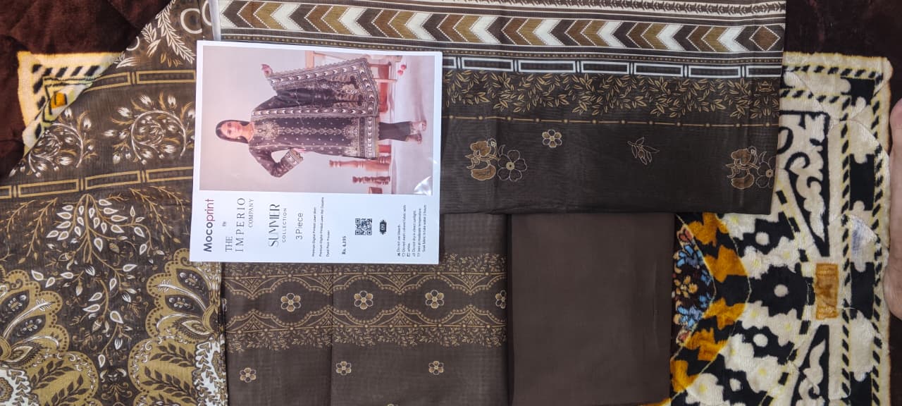 3 pc moco print undtitfiched printed lawn