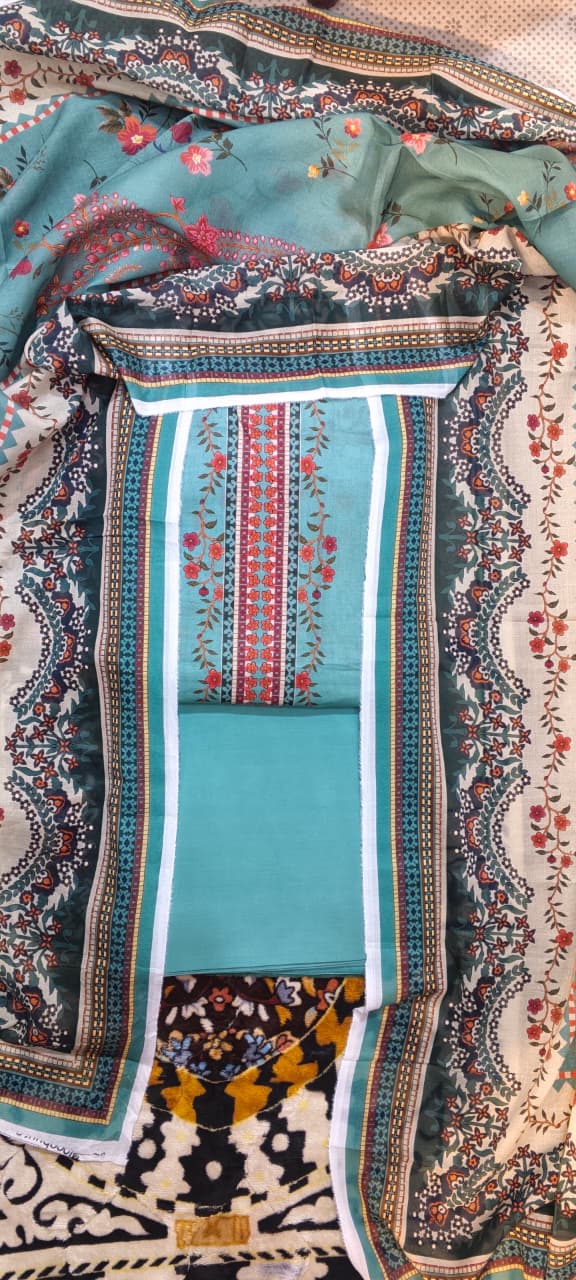 3 pc moco print undtitfiched printed lawn