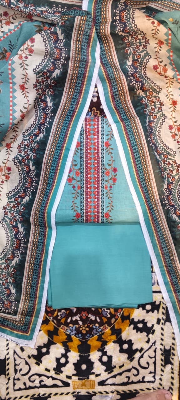 3 pc moco print undtitfiched printed lawn