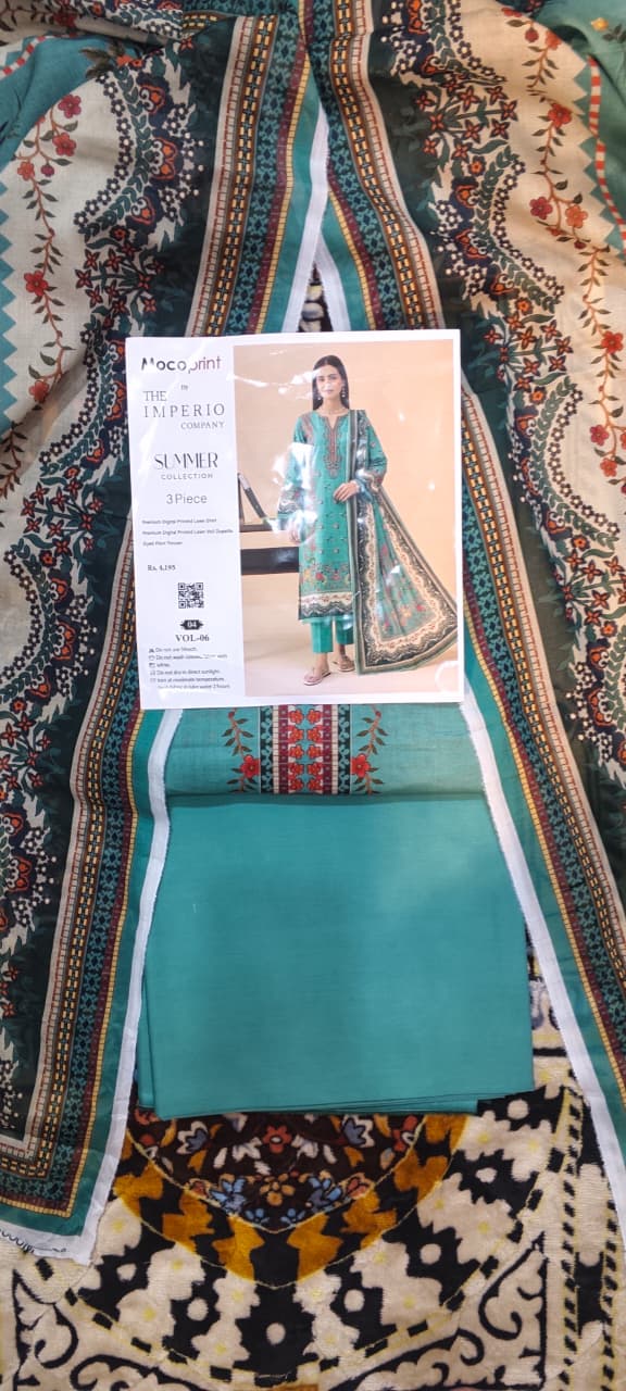 3 pc moco print undtitfiched printed lawn