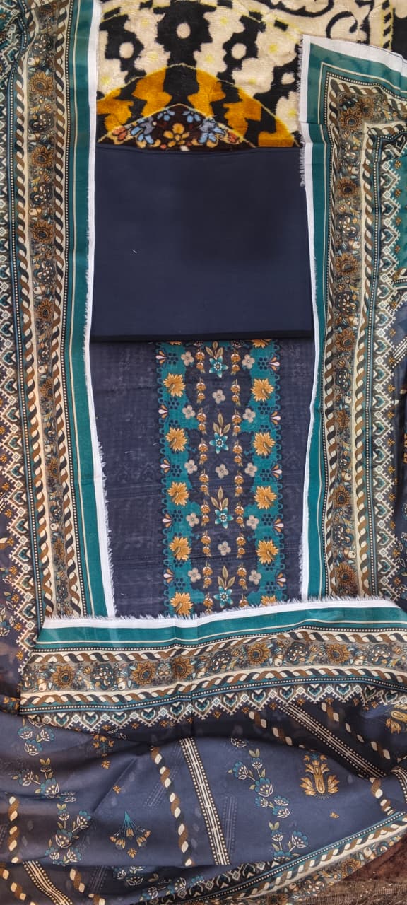 03 pc moco print unstitched printed lawn