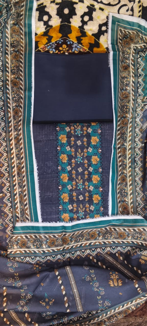 03 pc moco print unstitched printed lawn