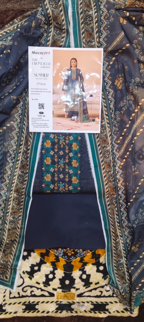 03 pc moco print unstitched printed lawn