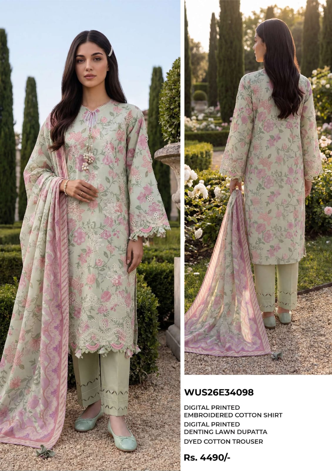 Embroidered Shirt Shalwar Dupatta - 4098