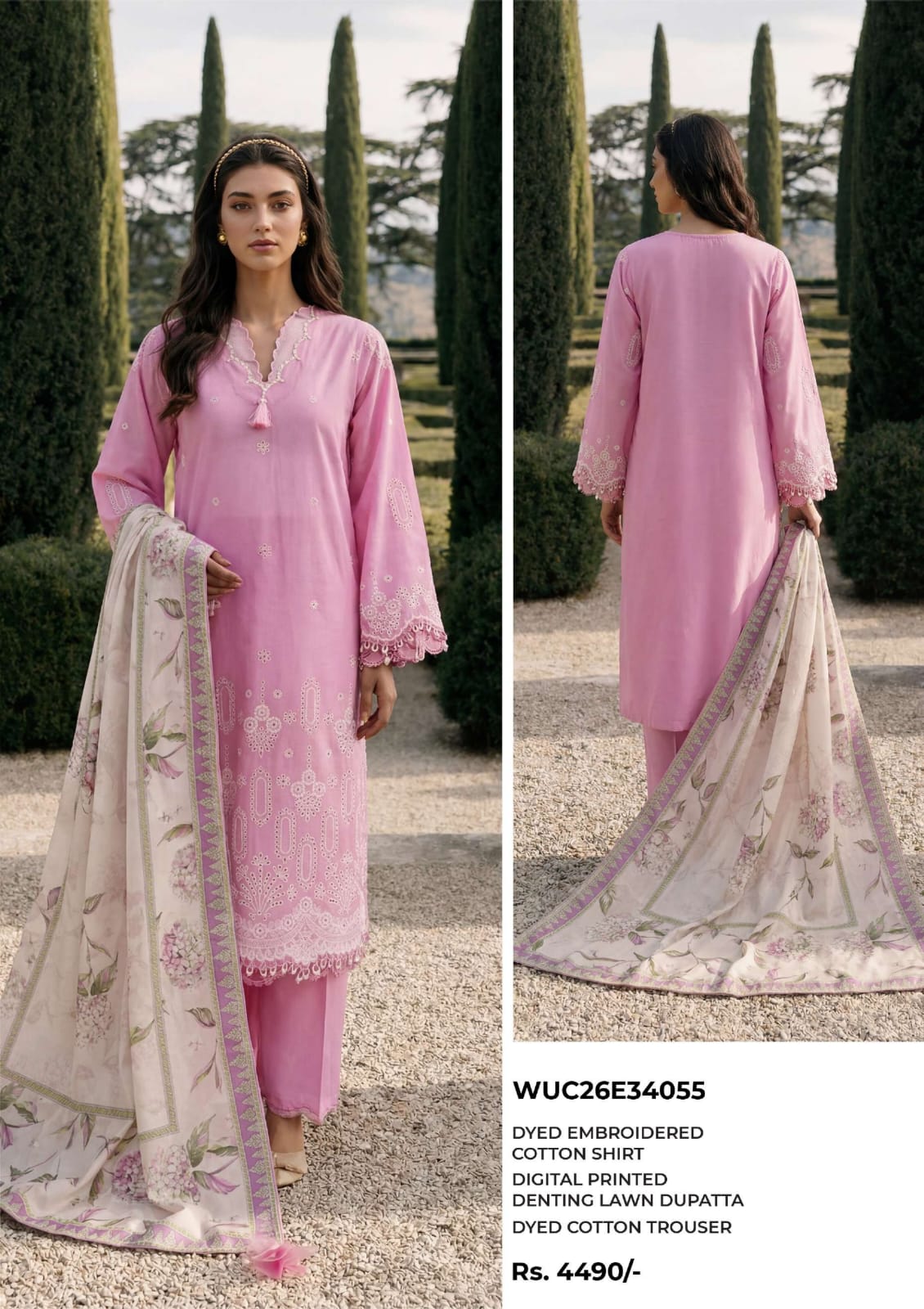 Embroidered Shirt Shalwar Dupatta - 4055