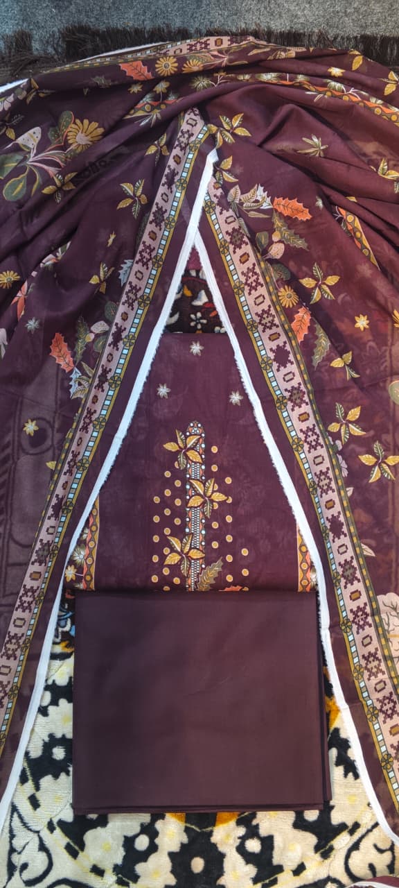 03 pc moco print unstitched printed lawn