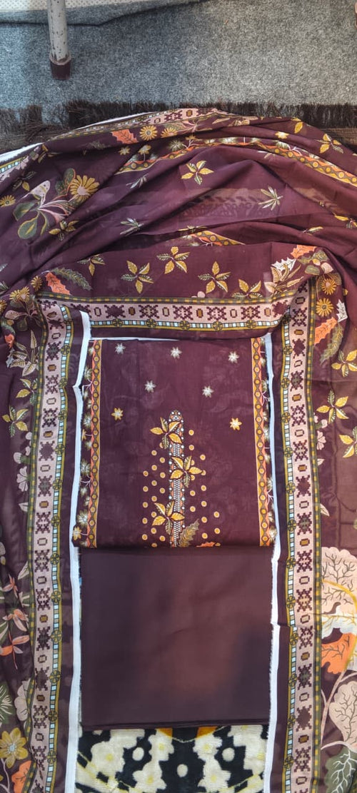 03 pc moco print unstitched printed lawn